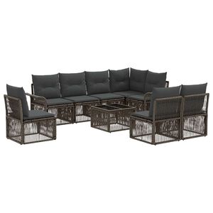 vidaXL Ensemble de canap&eacute; de jardin 9 pc Gris polyrotin