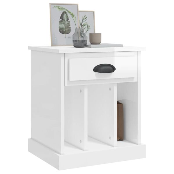 vidaXL Tables de chevet 2 pcs blanc brillant 43x36x50 cm