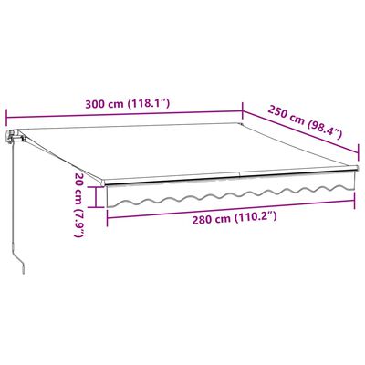 vidaXL Auvent manuel rétractable anthracite et blanc 300x250 cm