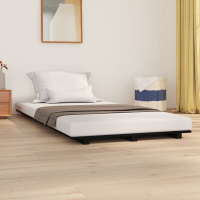 vidaXL Cadre de lit sans matelas noir 75x190 cm bois de pin massif