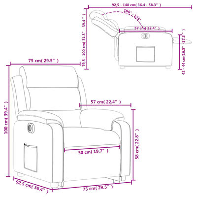 vidaXL Fauteuil inclinable électrique gris foncé tissu