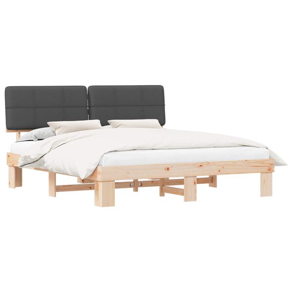 vidaXL Cadre de lit avec t&ecirc;te de lit rembourr&eacute;e Gris fonc&eacute;