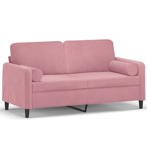 vidaXL Canap&eacute; 2 places avec oreillers d&eacute;coratifs rose 140 cm velours