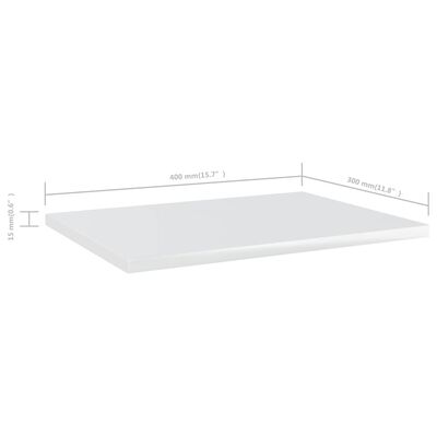 vidaXL Panneaux bibliothèque 8pcs Blanc brillant 40x30x1,5cm Aggloméré