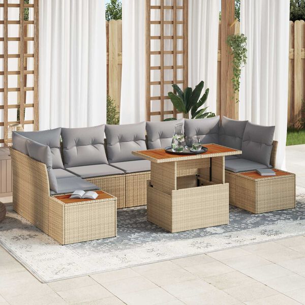 vidaXL Ensemble de canap&eacute; de jardin 8 pcs Beige Poly rotin