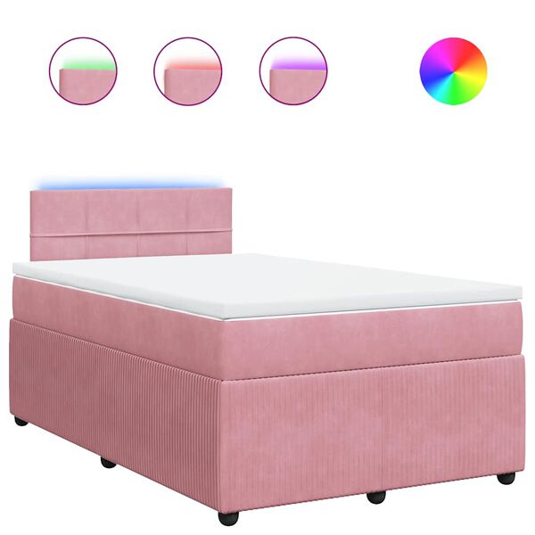 vidaXL Sommier &agrave; lattes de lit avec matelas Rose 120x200 cm Velours