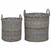 vidaXL Panier &agrave; Plantes avec stockage 2 pcs Gris Rotin Lacak