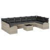 vidaXL Ensemble de canap&eacute; de jardin 11 pc Gris clair polyrotin