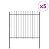 vidaXL Cl&ocirc;ture de jardin 5 pcs Gris 8,5 x 1,5 m Acier rev&ecirc;tu de poudre