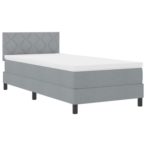 vidaXL Lit &agrave; ressorts avec matelas Gris clair 90 x 190 cm tissu