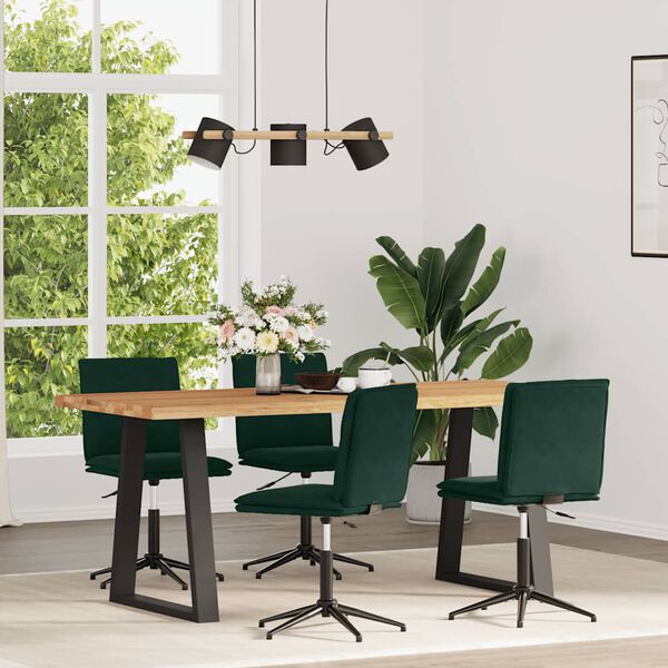 vidaXL Chaises &agrave; manger lot de 4 Vert fonc&eacute; Velours