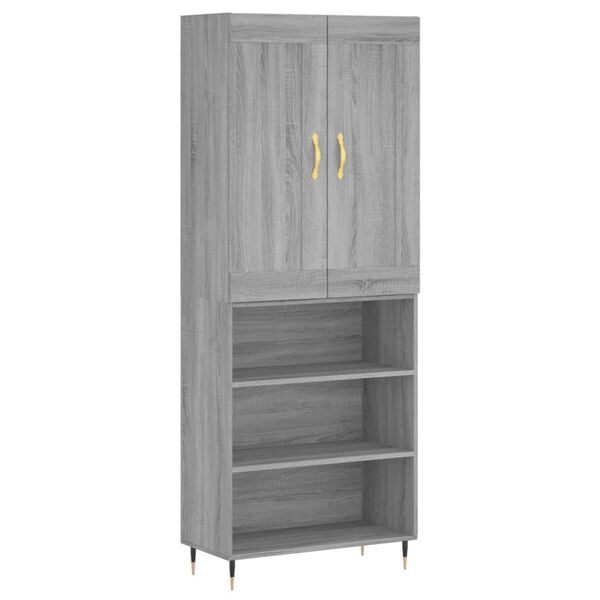 vidaXL Buffet haut Sonoma gris 69,5x34x180 cm Bois d'ing&eacute;nierie