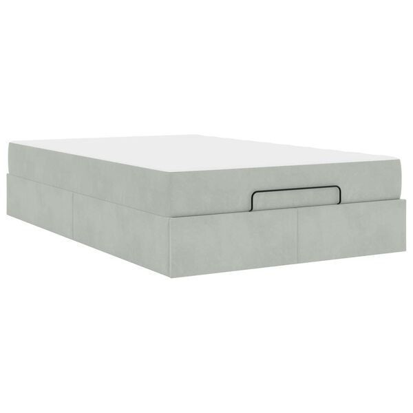 vidaXL Cadre de lit avec matelas avec matelas 2 pcs Gris clair Velours