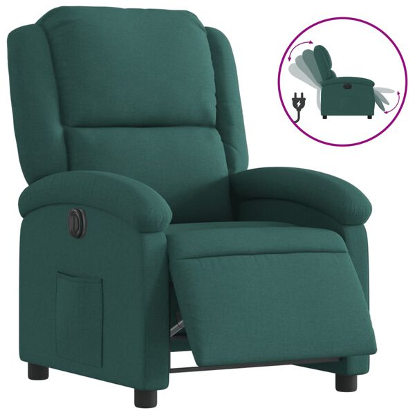 vidaXL Fauteuil inclinable &eacute;lectrique Vert fonc&eacute; Tissu