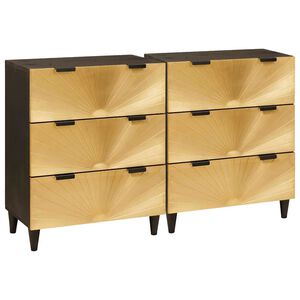 vidaXL Ensemble de buffet 2 pcs Noir et laiton 120 x 33 x 75 cm