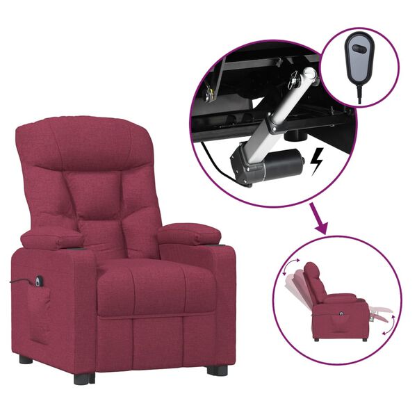 vidaXL Fauteuil inclinable &eacute;lectrique Rouge bordeaux Tissu