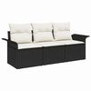 vidaXL Ensemble de Canap&eacute;s avec coussin 3 pcs Noir polyrotin