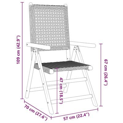 vidaXL Chaises de jardin lot de 2 noir bois massif d'acacia et rotin