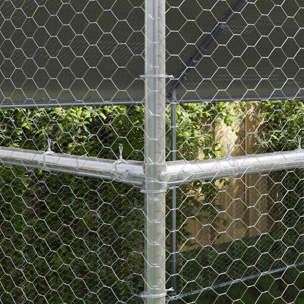 vidaXL Cage &agrave; poules 4 pcs Argent&eacute; 800 x 200 x 200 cm Acier et PE