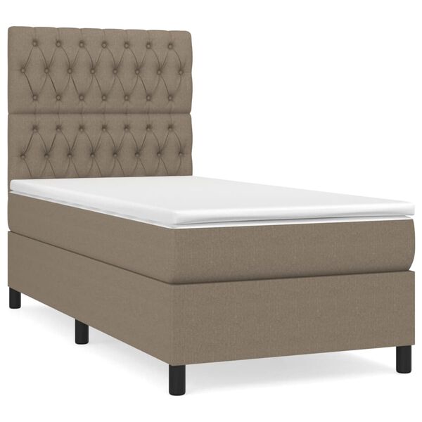 vidaXL Sommier &agrave; lattes de lit avec matelas Taupe 90x200 cm Tissu