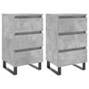 vidaXL Tables de chevet 2 pcs gris b&eacute;ton 40x35x69 cm bois d&rsquo;ing&eacute;nierie