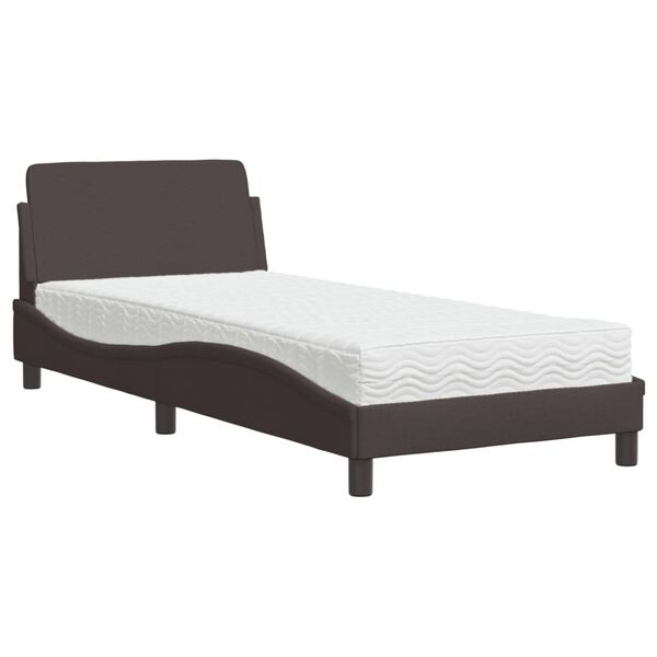 vidaXL Lit avec matelas Dover marron fonc&eacute; 90x190 cm tissu