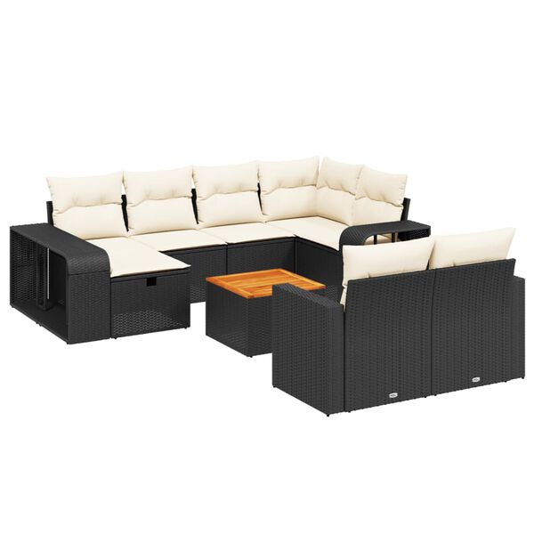 vidaXL Salon de jardin 11 pcs avec coussins noir r&eacute;sine tress&eacute;e