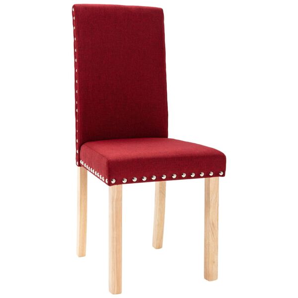 vidaXL Chaises &agrave; manger lot de 4 rouge bordeaux tissu