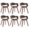 vidaXL Chaises &agrave; manger lot de 6 bois courb&eacute; et tissu gris