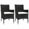 vidaXL Lot de 2 chaises de jardin avec coussins en polyrotin noir