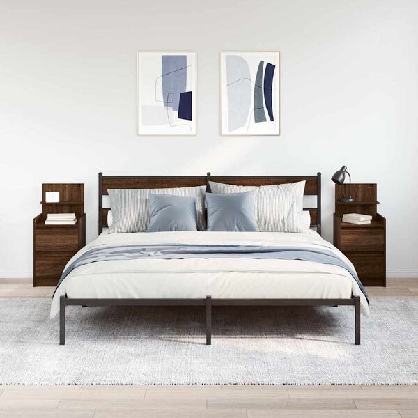 vidaXL Tables de chevet avec 2 tiroirs 2 pcs ch&ecirc;ne marron 38x34x80 cm