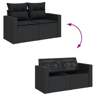 vidaXL Salon de jardin 12 pcs avec coussins noir résine tressée