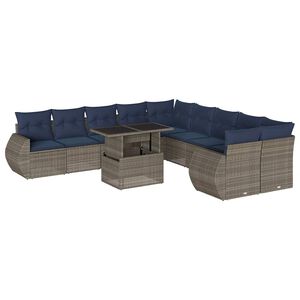 vidaXL Ensemble de canap&eacute; de jardin 11 pcs avec coussins gris