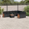 vidaXL Salon de jardin 10 pcs avec coussins noir r&eacute;sine tress&eacute;e