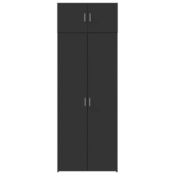 vidaXL Armoire de rangement noir 80x42,5x225 cm bois d'ing&eacute;nierie