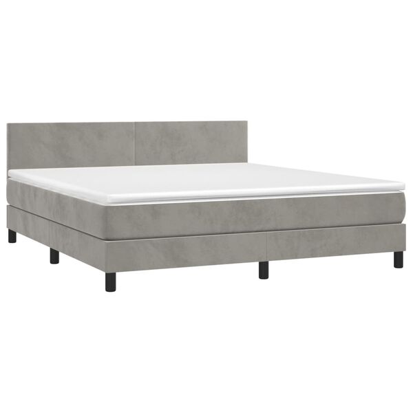 vidaXL Sommier &agrave; lattes de lit et matelas Gris clair 160x200cm Velours