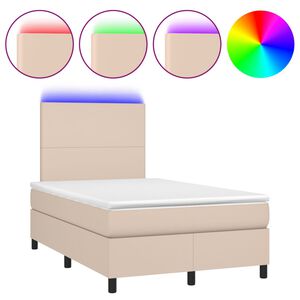 vidaXL Sommier &agrave; lattes de lit avec matelas LED cappuccino 120x190 cm