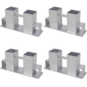 vidaXL Aides &agrave; empiler le bois de chauffage 4 pcs acier argent&eacute;
