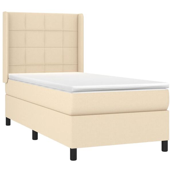 vidaXL Sommier &agrave; lattes de lit avec matelas Cr&egrave;me 80x200 cm Tissu