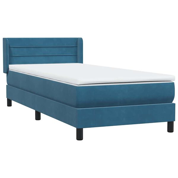 vidaXL Sommier &agrave; lattes de lit et matelas bleu fonc&eacute; 80x220 cm velours