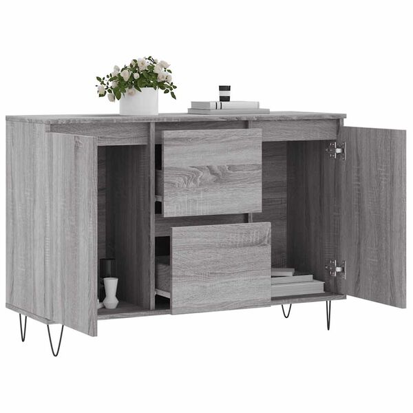 vidaXL Buffet sonoma gris 101,5x35x70 cm bois d'ing&eacute;nierie