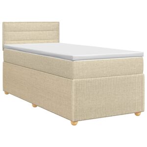 vidaXL Lit boxspring avec matelas Cr&egrave;me 80 x 200 cm Tissu