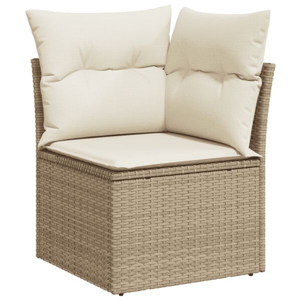 vidaXL Salon de jardin avec coussins 8 pcs beige r&eacute;sine tress&eacute;e