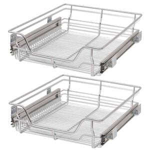 vidaXL Panier en treillis m&eacute;tallique 2 pcs 500 mm Argent&eacute;