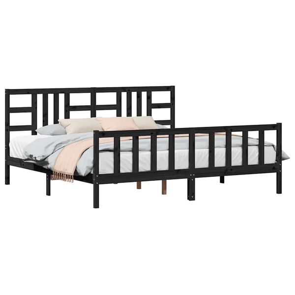 vidaXL Cadre de lit sans matelas noir 200x200 cm bois massif de pin