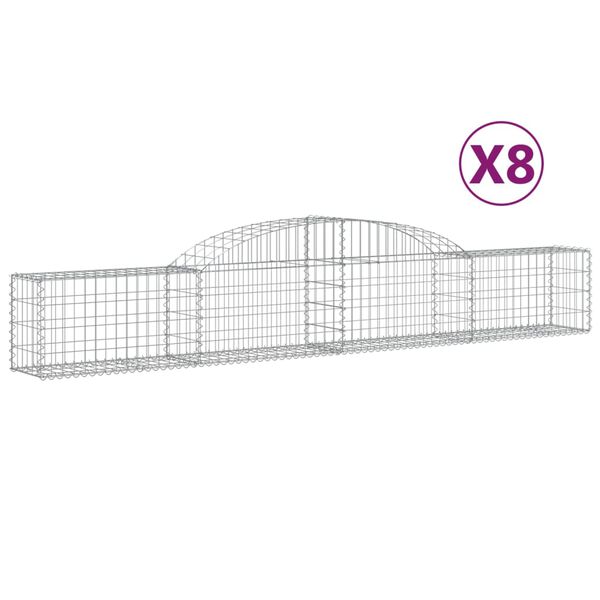 vidaXL Paniers &agrave; gabions arqu&eacute;s 8 pcs 300x30x40/60 cm fer galvanis&eacute;