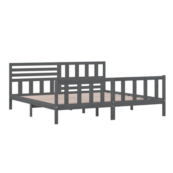 vidaXL Cadre de lit sans matelas gris bois massif 200x200 cm