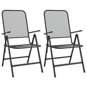 vidaXL Chaises pliables jardin lot de 2 Maille m&eacute;tallique Anthracite