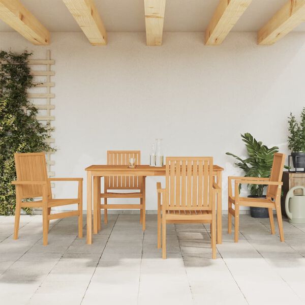vidaXL Ensemble &agrave; manger de jardin 5pcs Bois de teck massif
