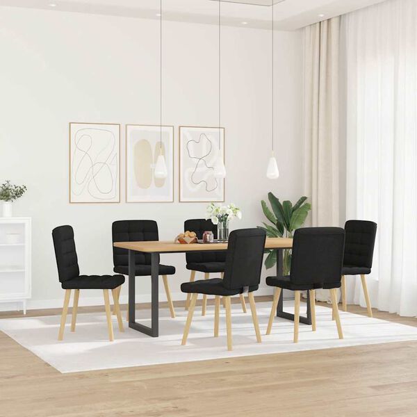 vidaXL Chaises à manger lot de 6 noir tissu